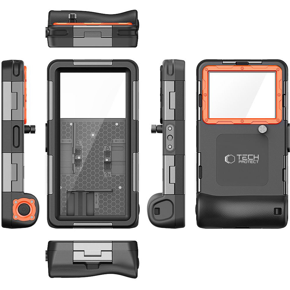Wasserdichte Handyhülle für Smartphone von 4,7" max. 6.7", Tech-Protect Universal Diving Waterproof Case, Schwarz