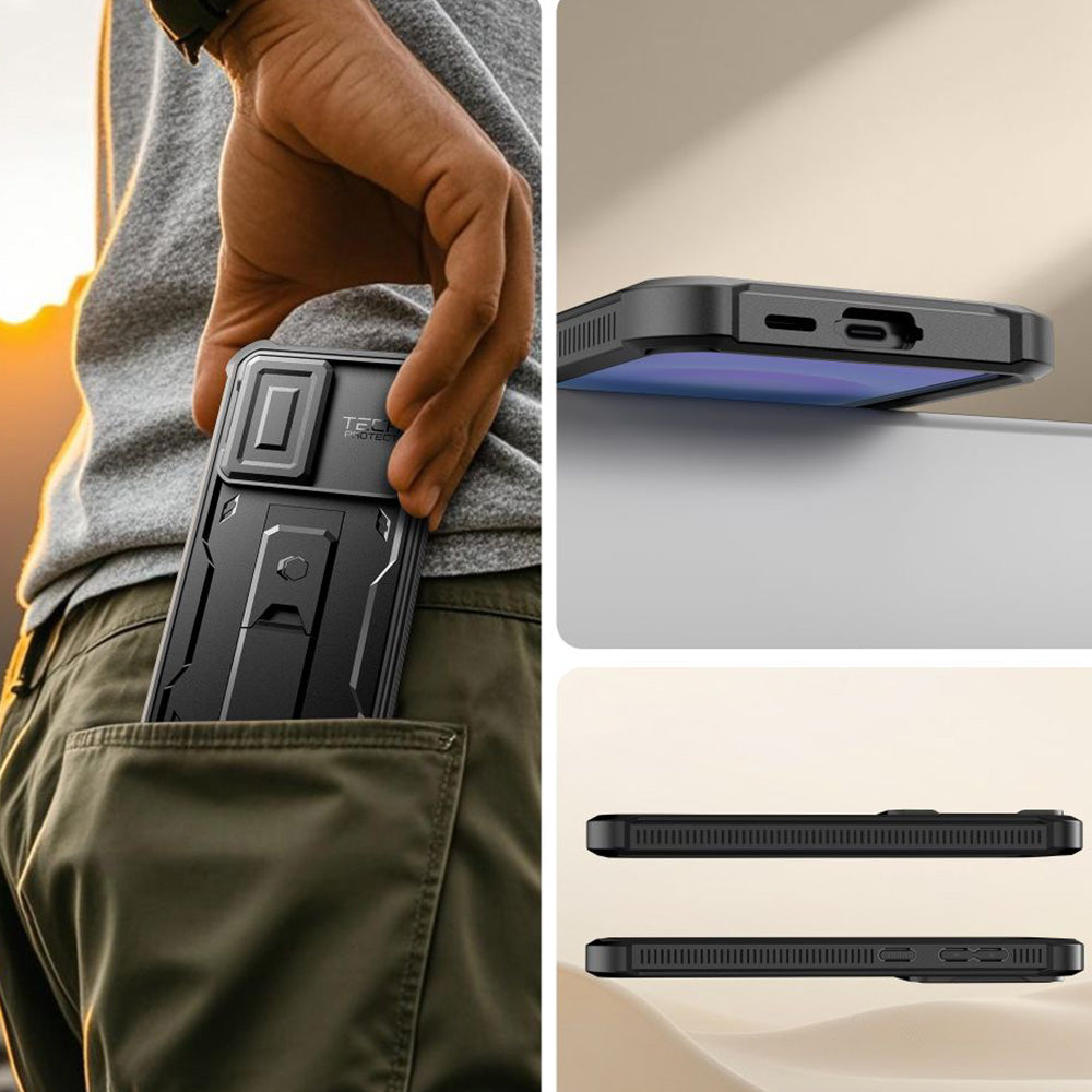 Handyhülle für Galaxy A57 5G, Tech-Protect Kevlar Cam Plus 2-Set, Schwarz