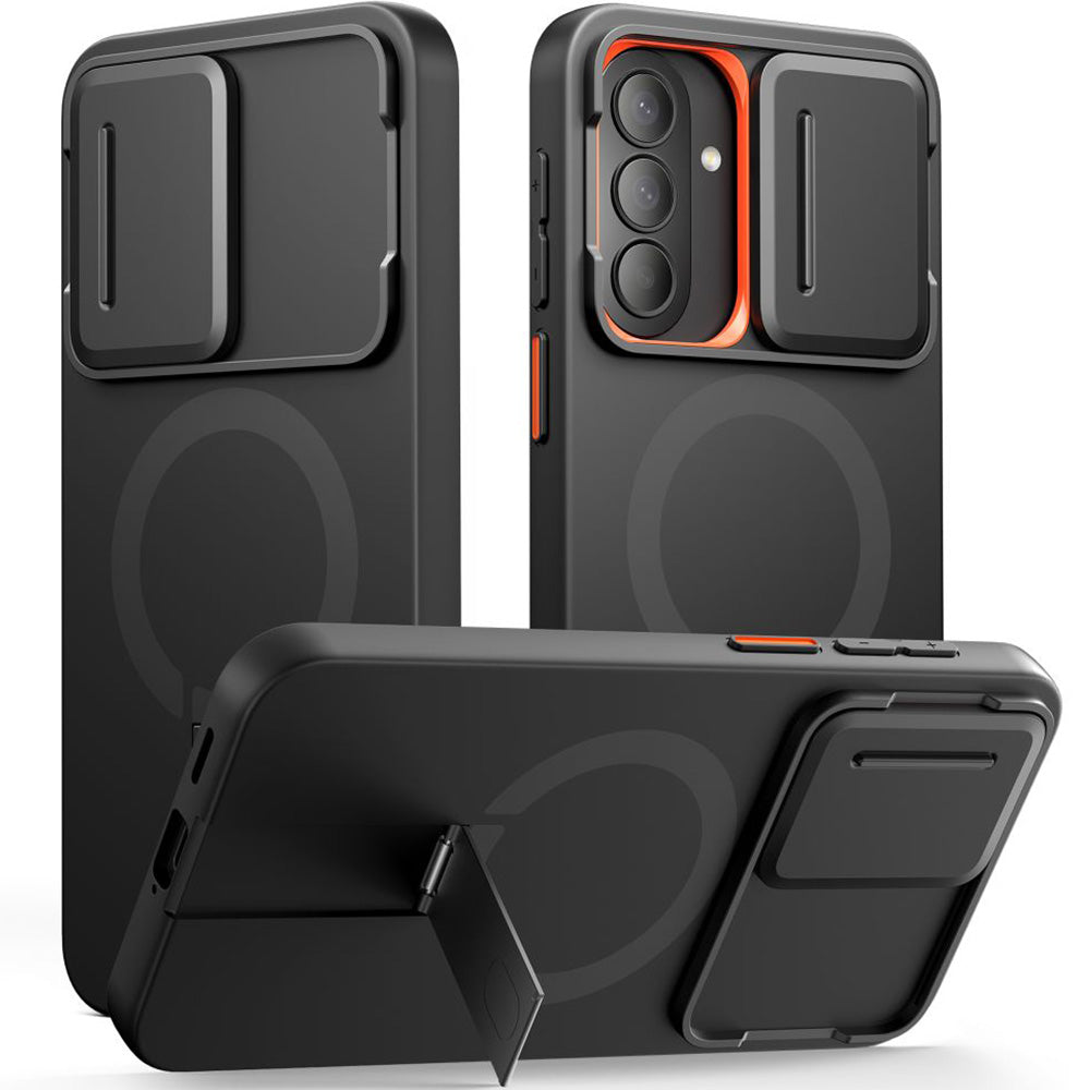 Handyhülle mit Kameraabdeckung für Galaxy A57 5G, Tech-Protect Kevlar Aura mit MagSafe, Schwarz