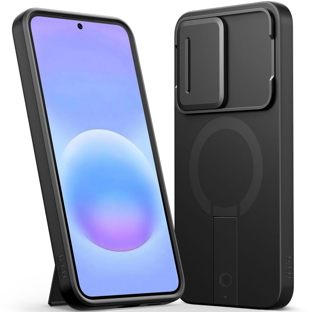 Handyhülle mit Kameraabdeckung für Galaxy A57 5G, Tech-Protect Kevlar Aura mit MagSafe, Schwarz