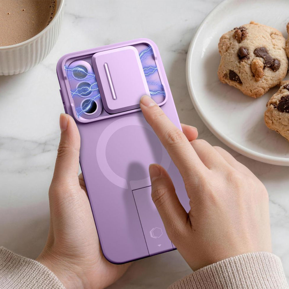 Handyhülle mit Kameraabdeckung für Galaxy A57 5G, Tech-Protect Kevlar Aura mit MagSafe, Violett