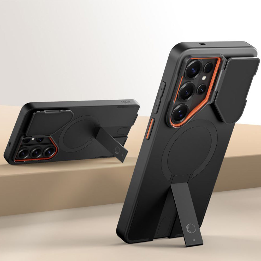Handyhülle mit Kameraabdeckung für Galaxy S26 Ultra, Tech-Protect Kevlar Aura mit MagSafe, Schwarz