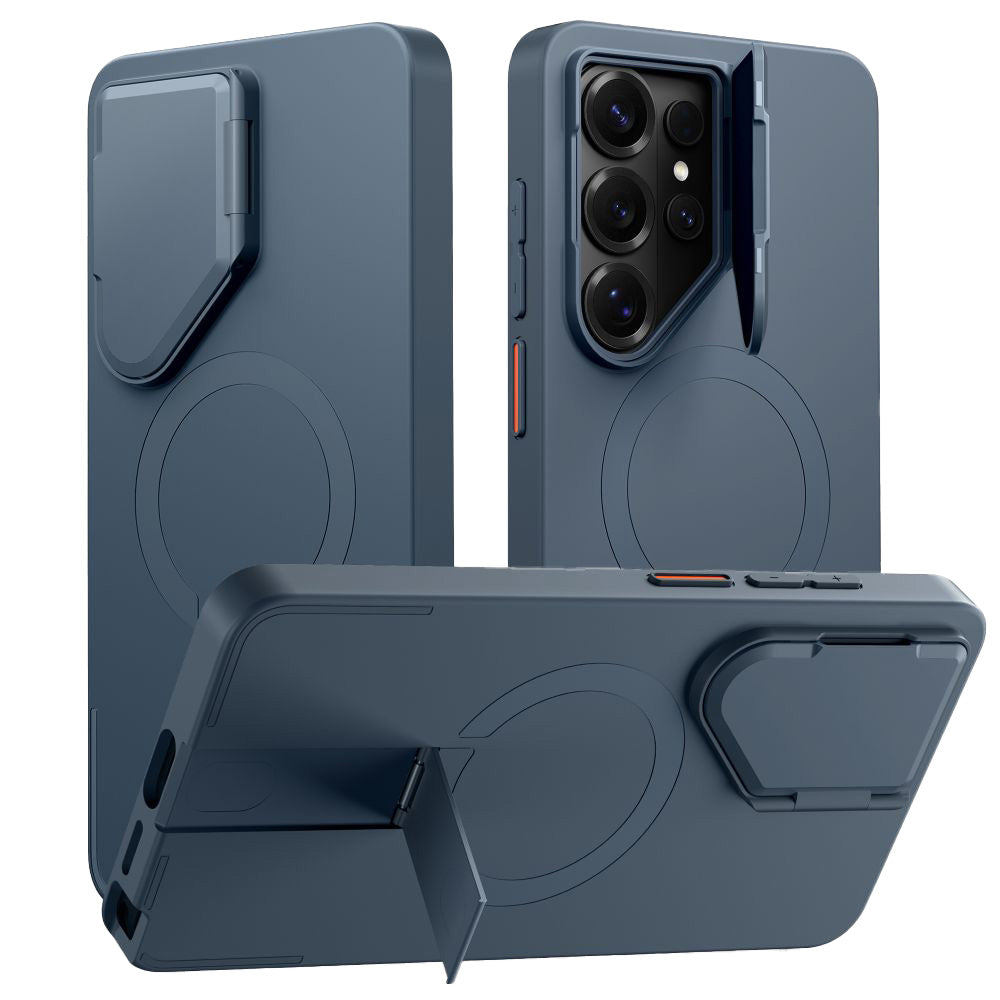Handyhülle mit Kameraabdeckung für Galaxy S26 Ultra, Tech-Protect Kevlar Aura mit MagSafe, Blau