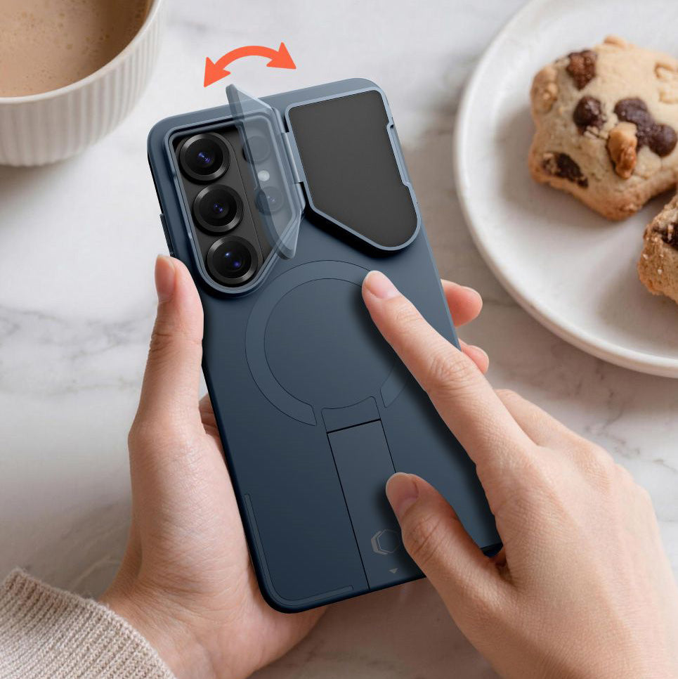 Handyhülle mit Kameraabdeckung für Galaxy S26 Ultra, Tech-Protect Kevlar Aura mit MagSafe, Blau