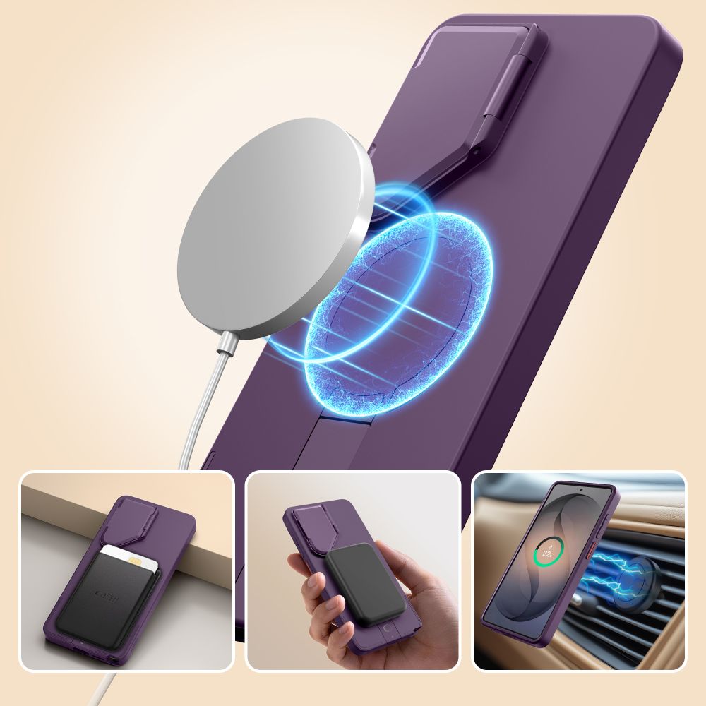 Handyhülle mit Kameraabdeckung für Galaxy S26 Ultra, Tech-Protect Kevlar Aura mit MagSafe, Violett