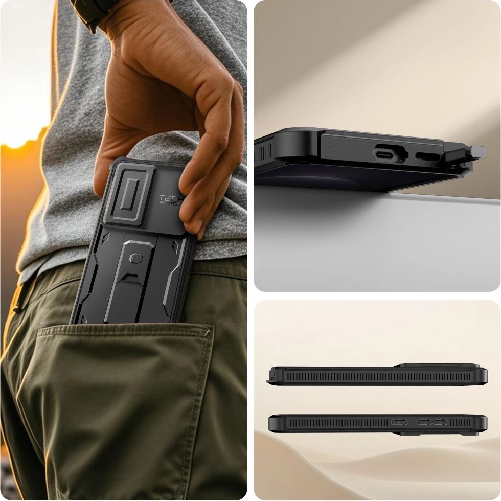 Handyhülle für Galaxy S26 Ultra, Tech-Protect Kevlar Cam Plus 2-Set, Schwarz