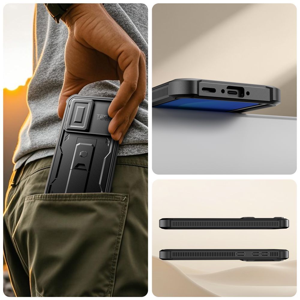 Handyhülle für Galaxy A36 / A37 5G, Tech-Protect Kevlar Cam Plus 2-Set, Schwarz