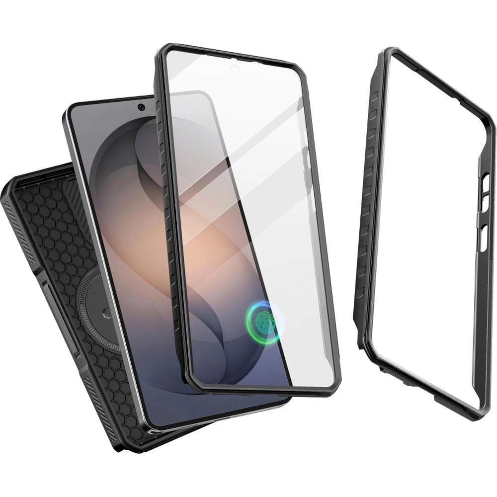 Handyhülle mit Kameraschutz für Galaxy S26 Ultra, Tech-Protect Kevlar MagSafe, 2er-Set mit 2 Rahmen, Schwarz