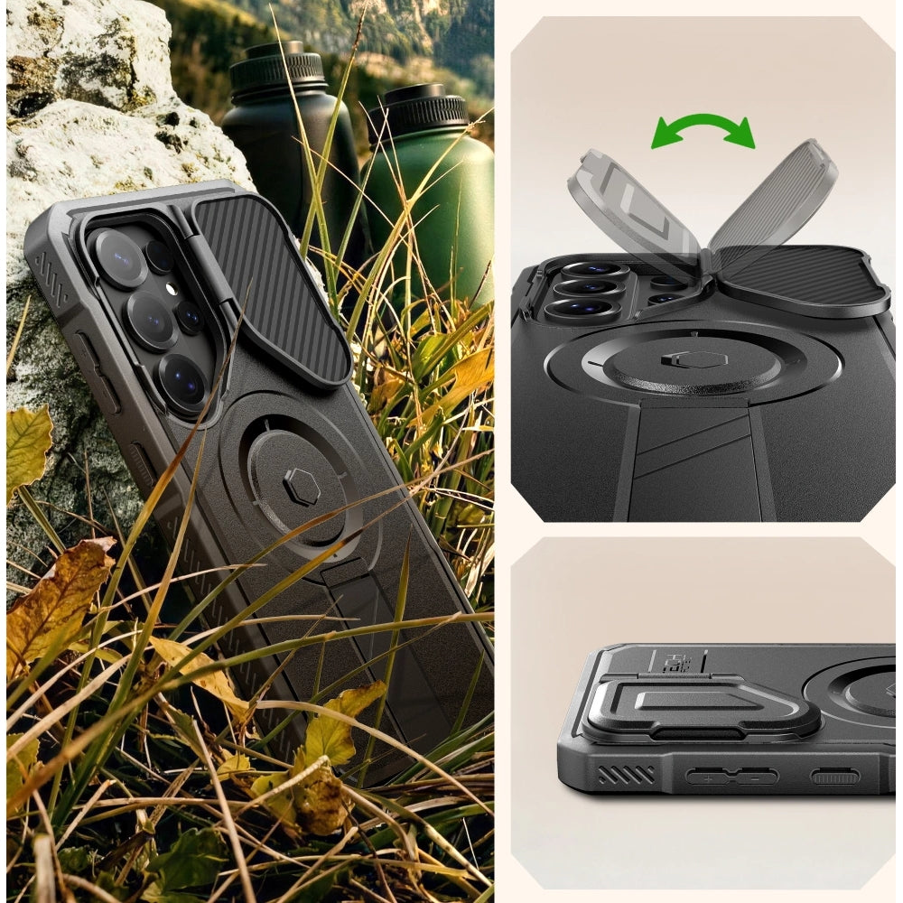 Handyhülle mit Kameraschutz für Galaxy S26 Ultra, Tech-Protect Kevlar MagSafe, 2er-Set mit 2 Rahmen, Schwarz
