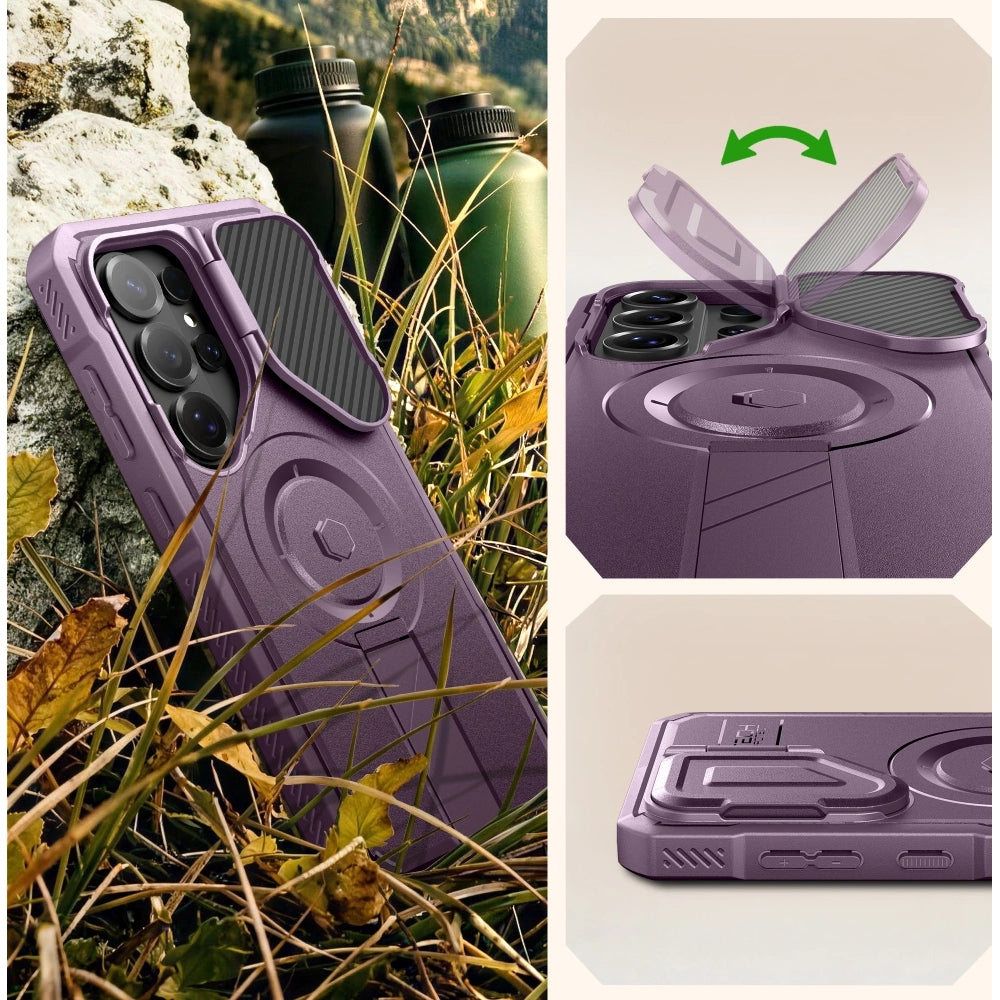 Handyhülle mit Kameraschutz für Galaxy S26 Ultra, Tech-Protect Kevlar MagSafe, 2er-Set mit 2 Rahmen, Violett