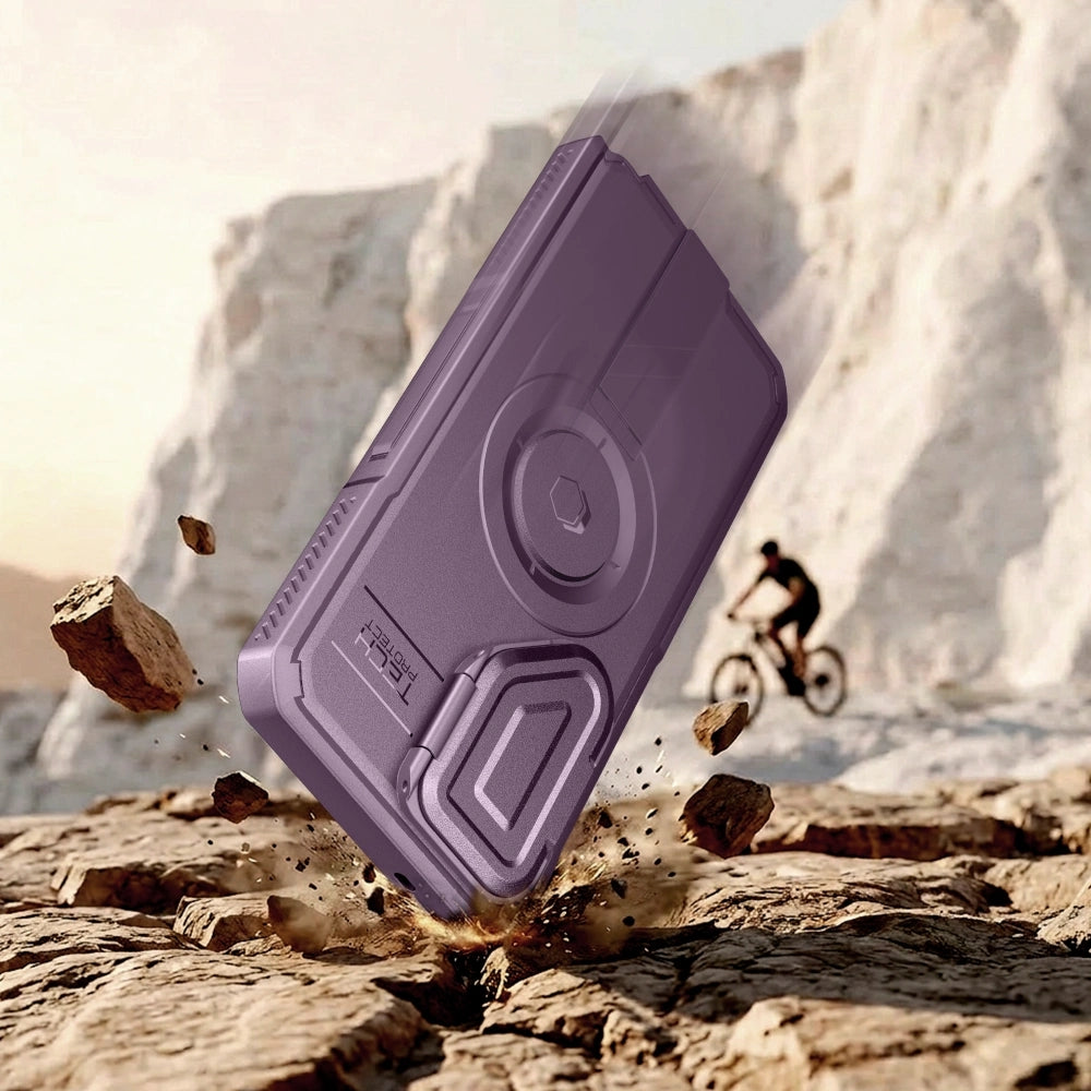 Handyhülle mit Kameraschutz für Galaxy S26 Ultra, Tech-Protect Kevlar MagSafe, 2er-Set mit 2 Rahmen, Violett