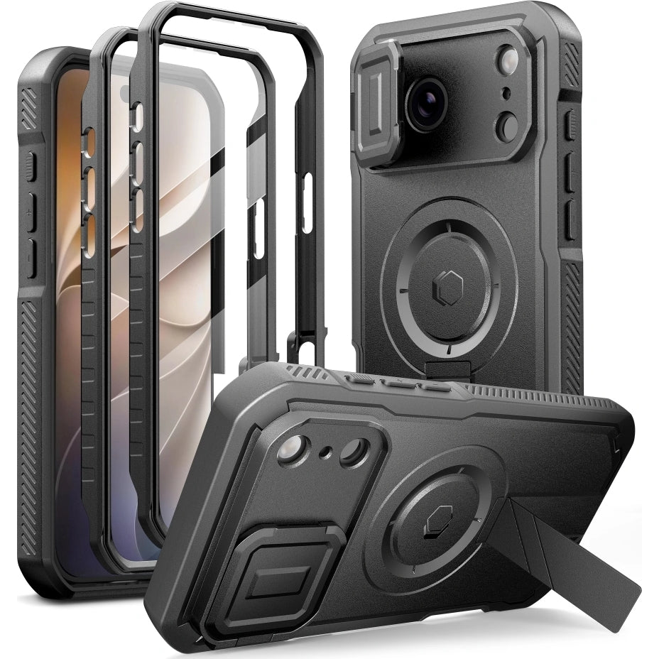 Handyhülle mit Kameraschutz für iPhone 18 Pro Max / 17 Pro Max, Tech-Protect Kevlar MagSafe, 2er-Set mit 2 Rahmen, Schwarz