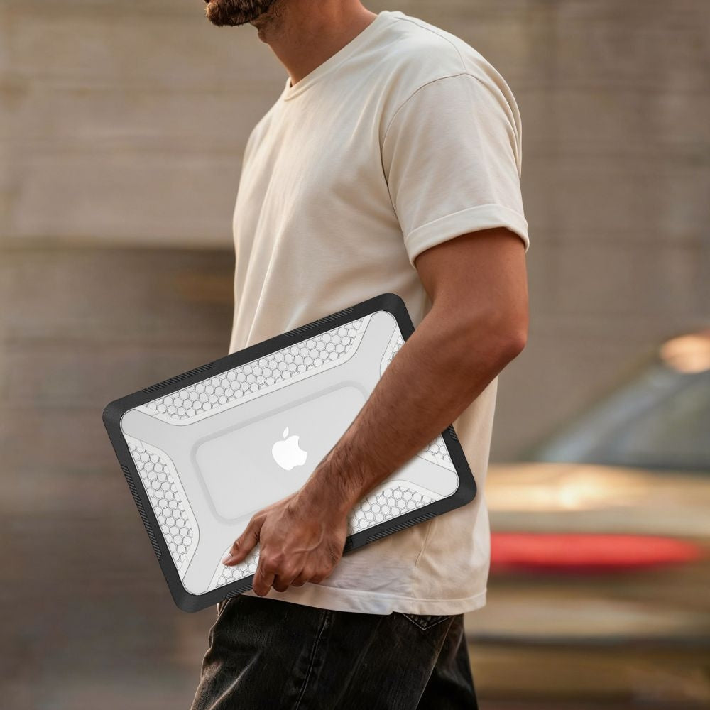 Schutzhülle für MacBook Neo 13 2026, Tech-Protect Kevlar Pro, Schwarz-Transparent