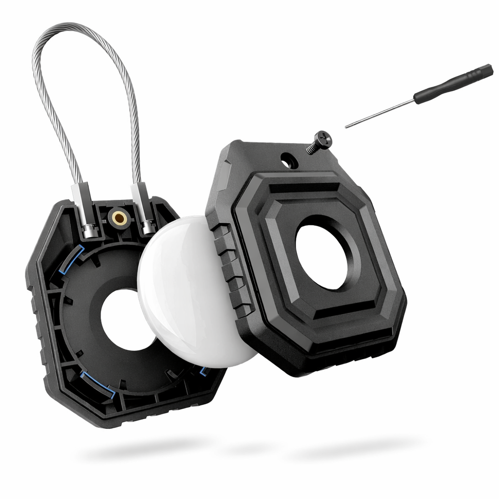 Schutzhülle / Schlüsselanhänger für Apple AirTag 1 / 2, Tech-Protect Kevlar Seal, Schwarz