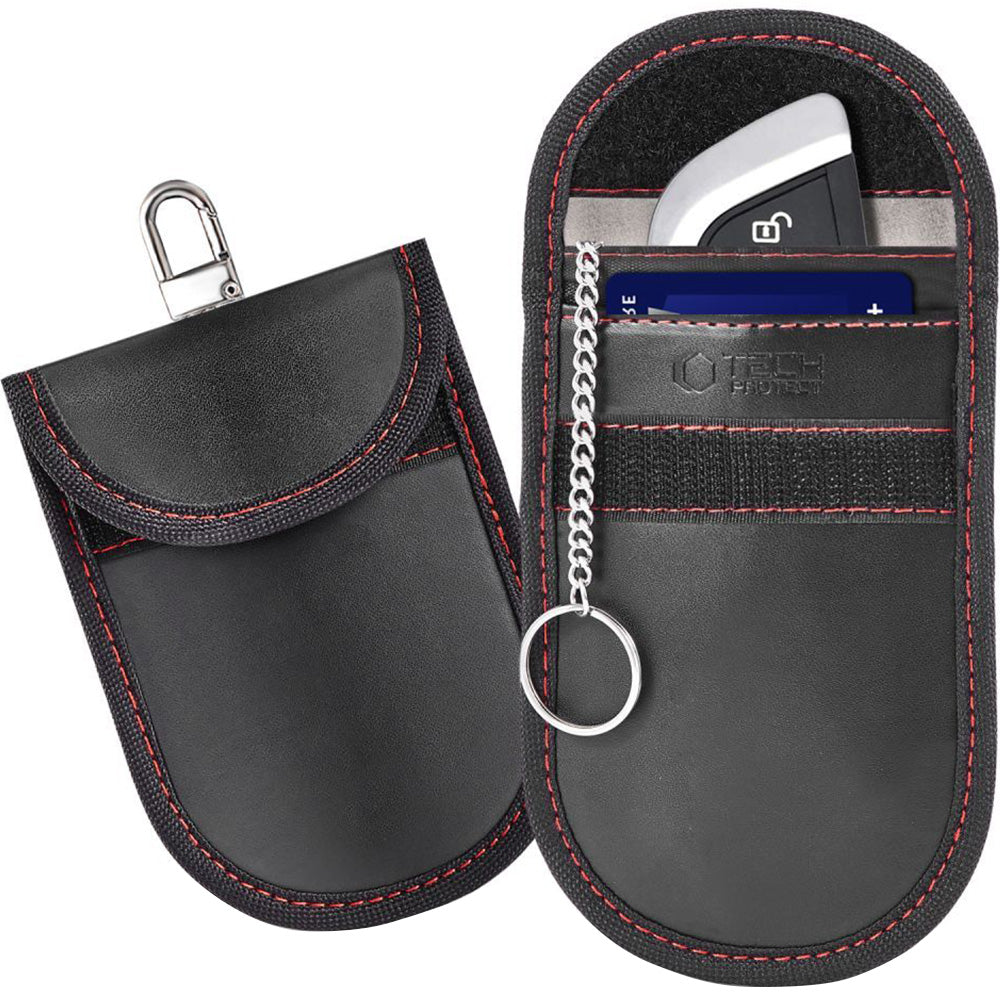 Schutzhülle Faradayscher Käfig, Tech-Protect KLR100 Pouch Keyless RFID Signal Blocker Case, Schwarz-Rot