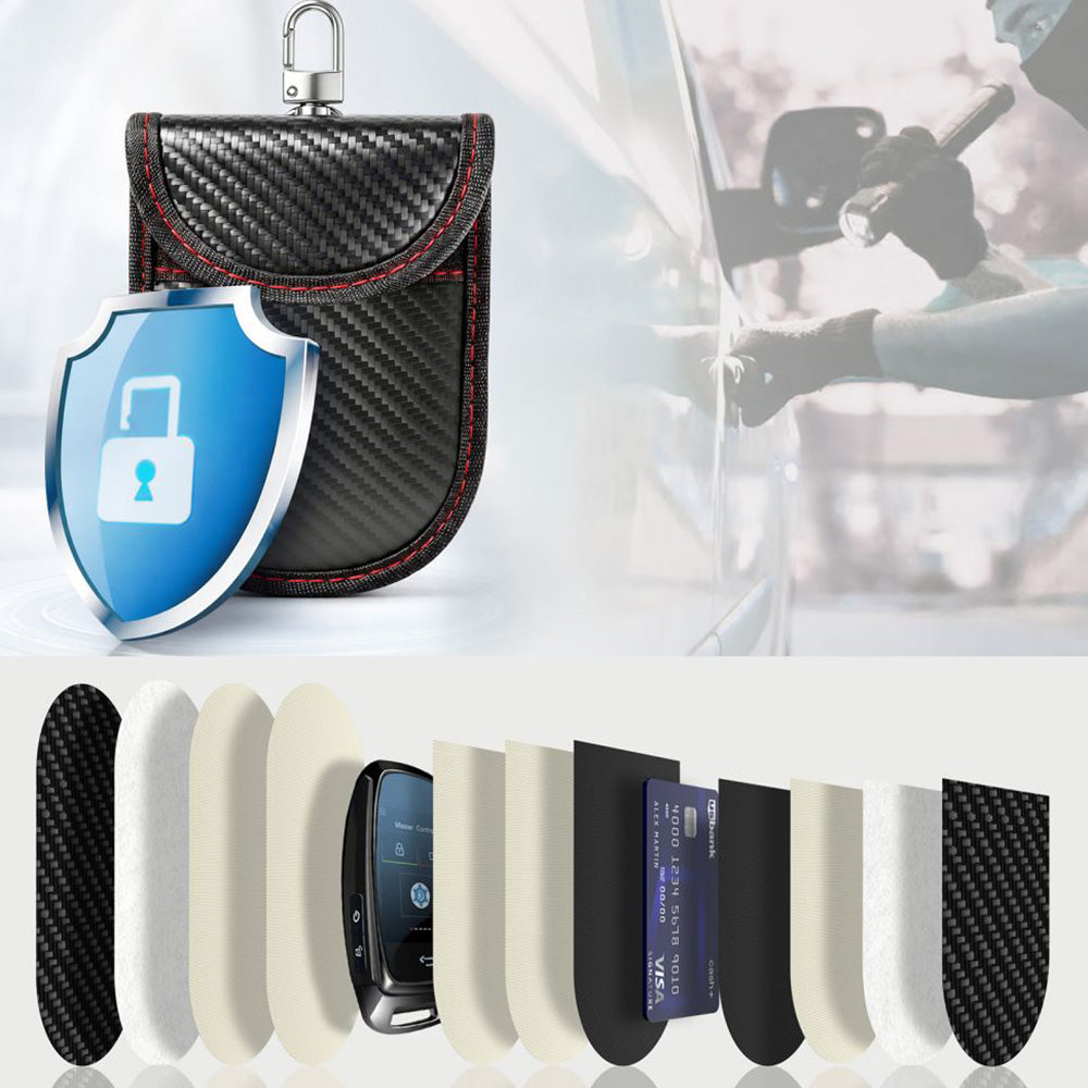 Schutzhülle Faradayscher Käfig, Tech-Protect KLR100 Pouch Keyless RFID Signal Blocker Case, Carbon Schwarz-Rot