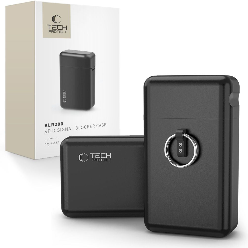 Tech-Protect KLR200 Metall schlüsselloser RFID-Signalblocker Gehäuse Faradayscher Käfig, Schwarz