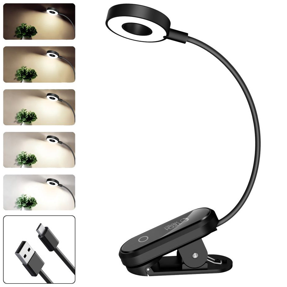 LED Clip Lampe mit Akku, Tech-Protect LL100 Clip Reading Light, 300 mAh, 3000K/ 4500K/ 6000K, Schwarz