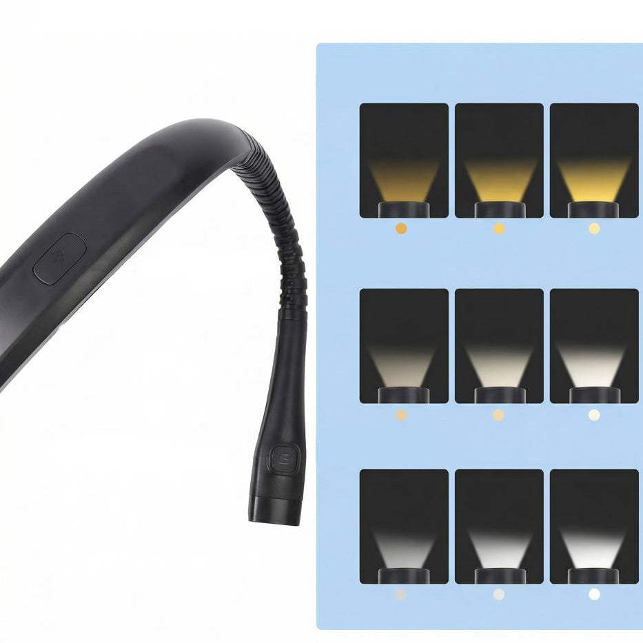 LED-Halslampe mit Akku, Tech-Protect LL200 Neck Reading Light, 1000 mAh, 3000K/ 4000K/ 6000K, Schwarz