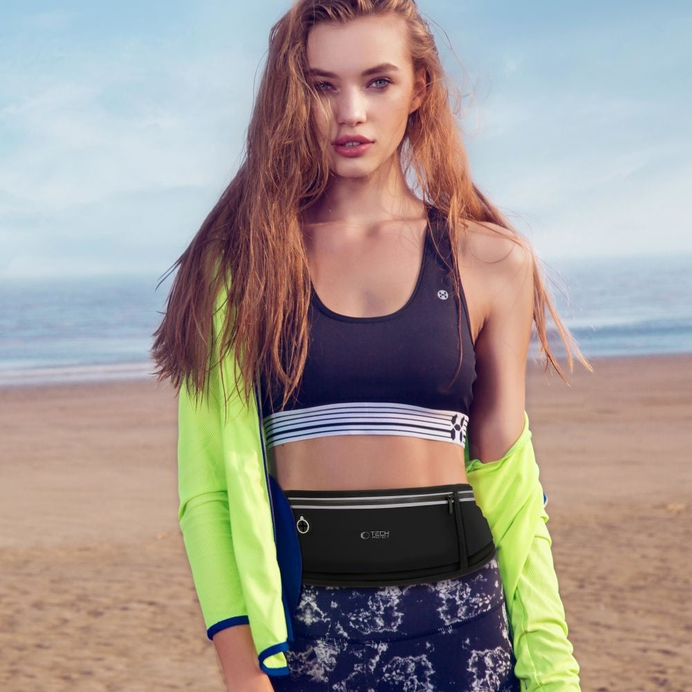 Handy-/Schlüssel-/Geldbörse-Tasche, Tech-Protect M3 Universal Sport Waist Bag, Schwarz