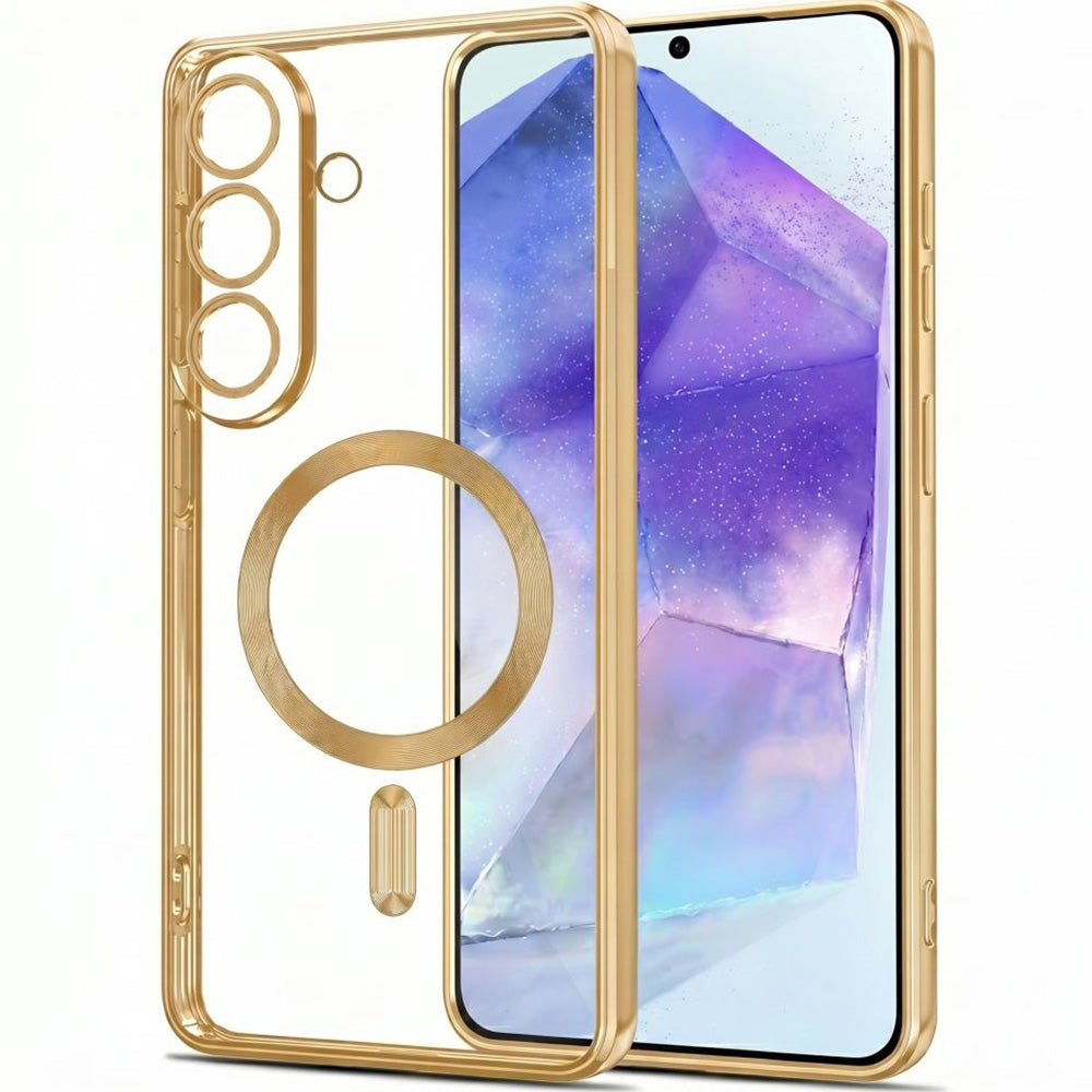 Handyhülle mit Kameraabdeckung für Galaxy A27 5G, Tech-Protect MagFlex für MagSafe, Transparent-Gold