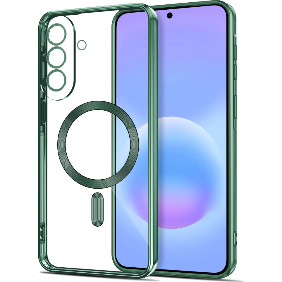 Handyhülle mit Kameraabdeckung für Galaxy A37 5G, Tech-Protect MagFlex für MagSafe, Transparent und Grün