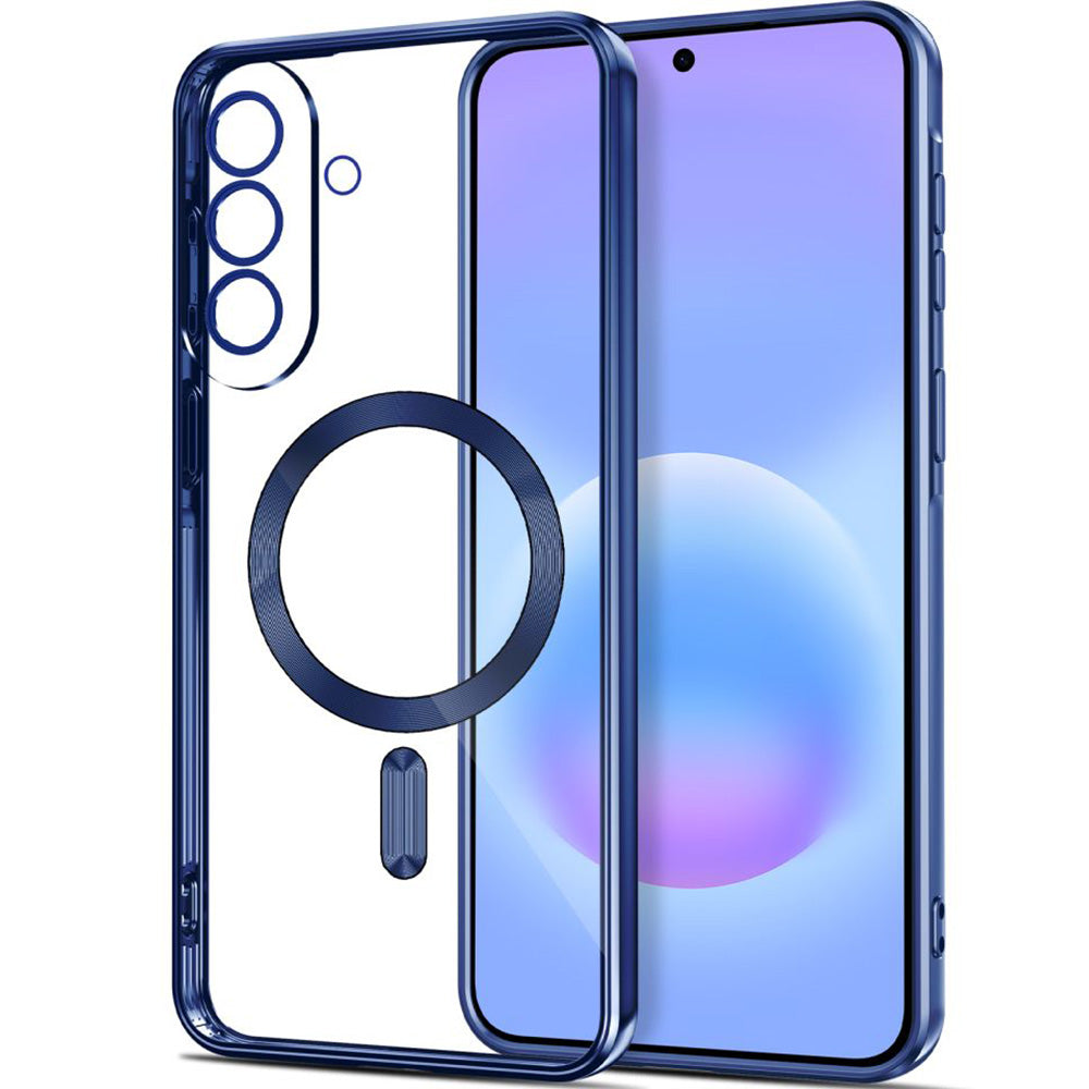 Handyhülle mit Kameraabdeckung für Galaxy A57 5G, Tech-Protect MagFlex für MagSafe, Transparent-Dunkelblau