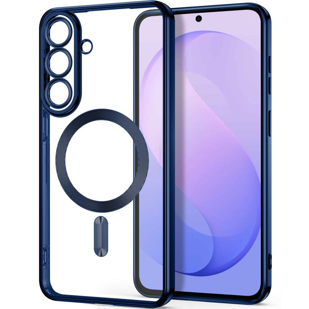 Handyhülle mit Kameraabdeckung für Galaxy S26 FE, Tech-Protect MagFlex für MagSafe, Transparent-Dunkelblau (2/6)