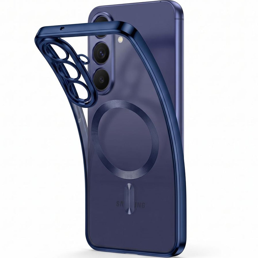 Handyhülle mit Kameraabdeckung für Galaxy S26 FE, Tech-Protect MagFlex für MagSafe, Transparent-Dunkelblau (5/6)