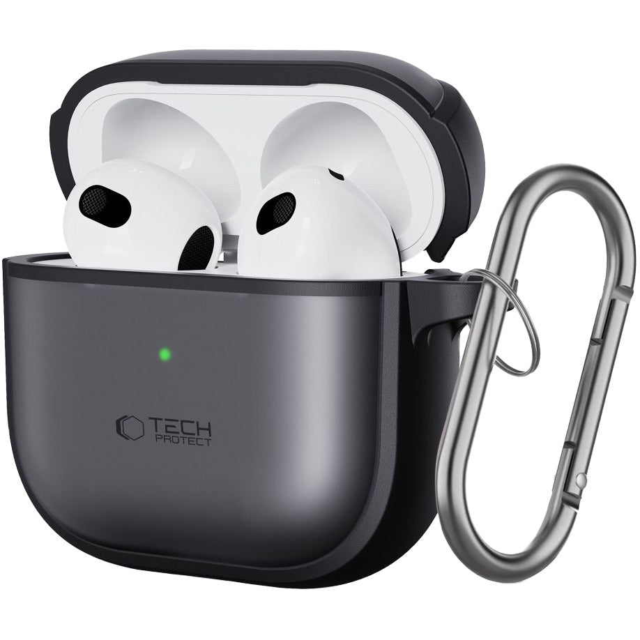 Schutzhülle für Apple AirPods 5 / 4, Tech-Protect Magmat, Durchscheinend-Schwarz
