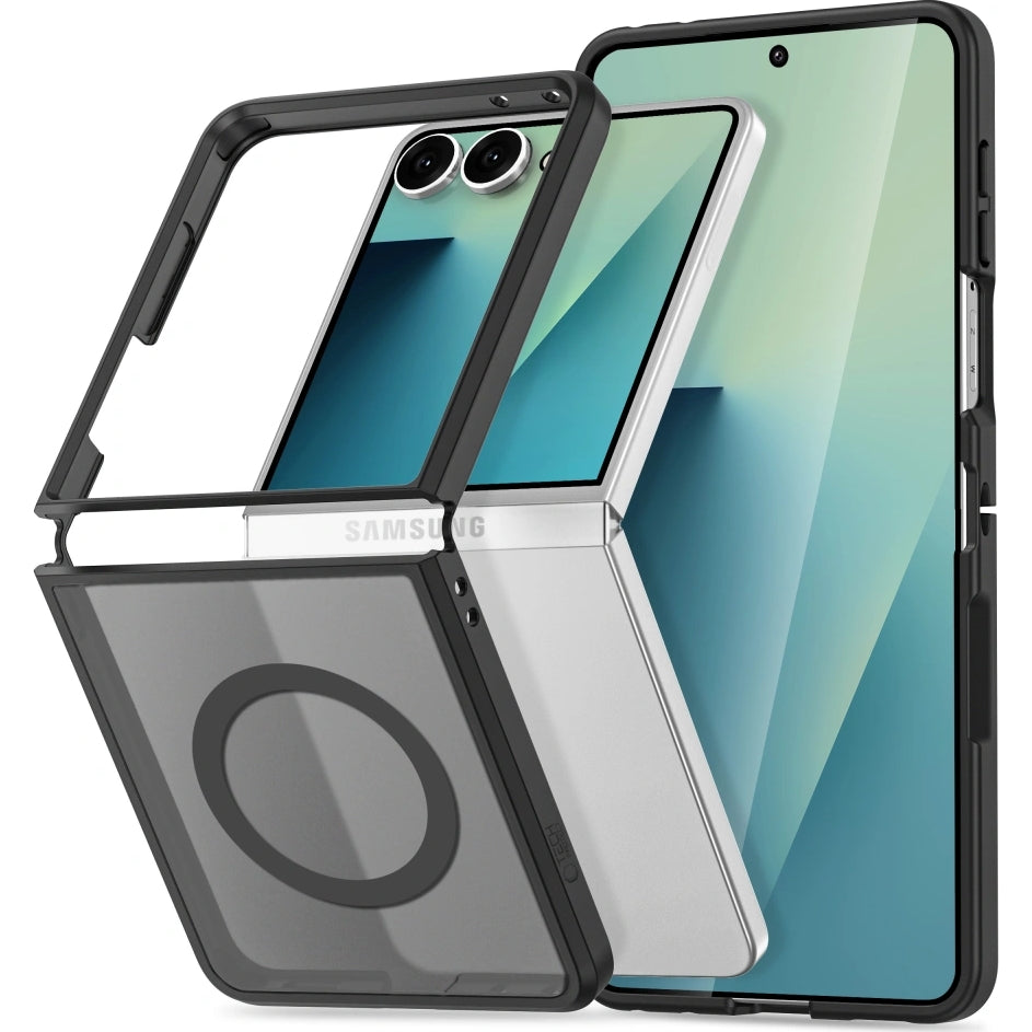 Handyhülle für Galaxy Z Flip8, Tech-Protect MagMat MagSafe, Rauchfarben-Schwarz
