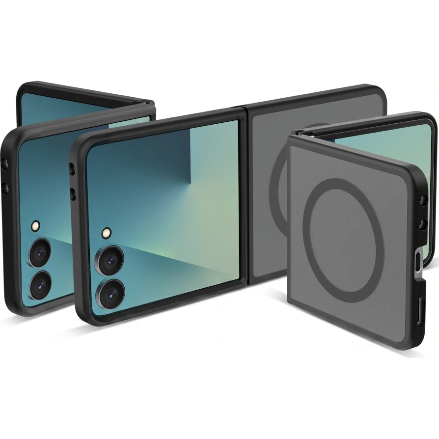Handyhülle für Galaxy Z Flip8, Tech-Protect MagMat MagSafe, Rauchfarben-Schwarz