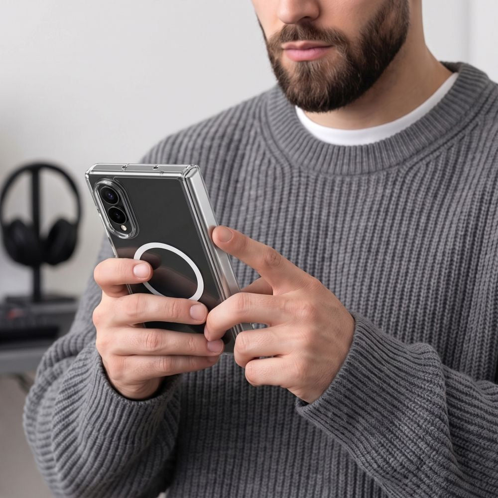 Handyhülle für Galaxy Z Fold8, Tech-Protect MagPeak mit MagSafe, Transparent-Weiß (7/8)
