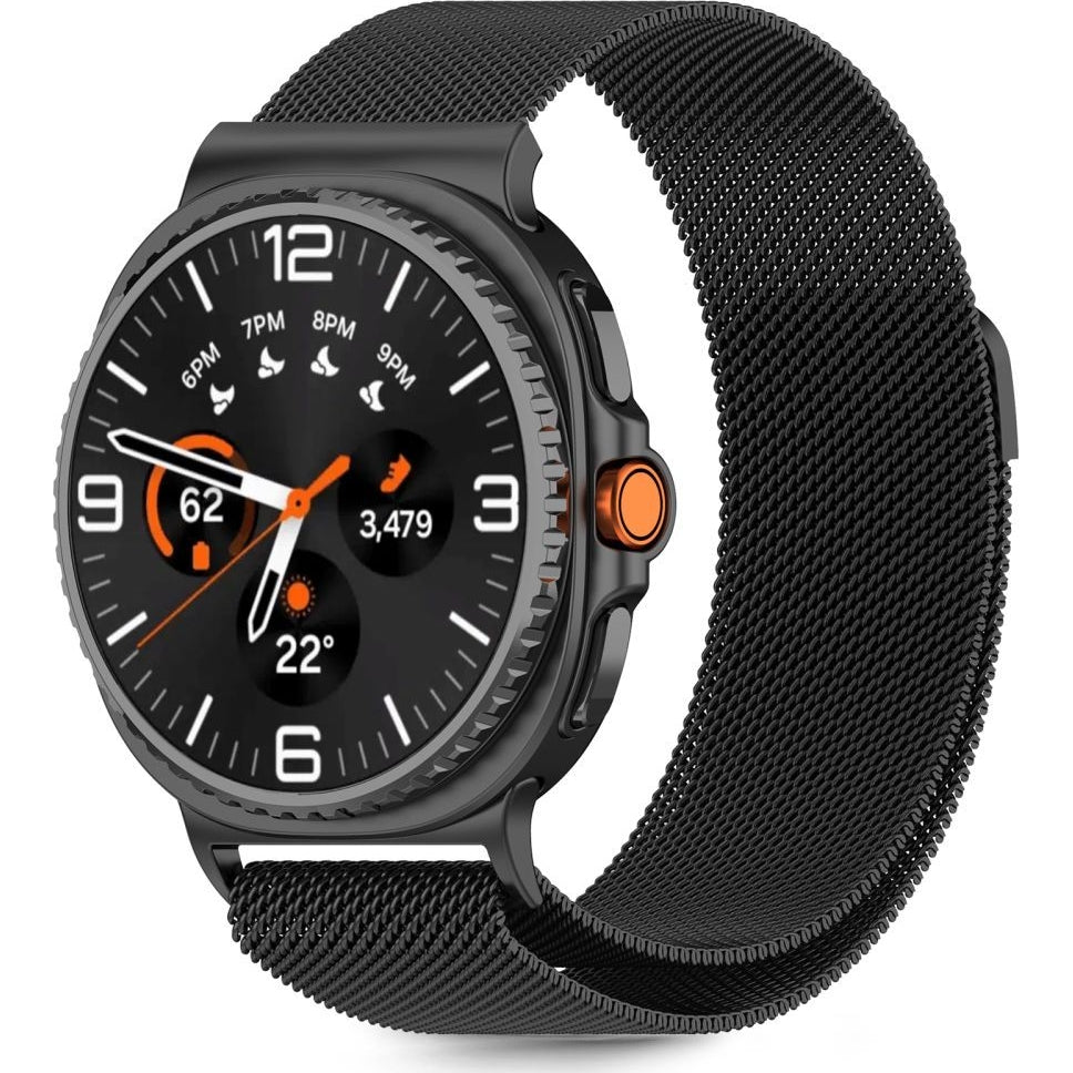 Stahlarmband für Galaxy Watch 9 40 mm / 44 mm / 8 40 mm / 44 mm / 8 Classic 46 mm, Tech-Protect Milaneseband, Schwarz