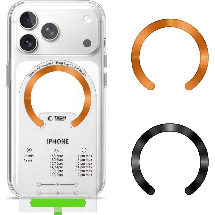 Magnetplatten Tech-Protect MMP-210 Magnetic MagSafe Ring für Hüllen ohne Magsafe, Schwarz / Orange