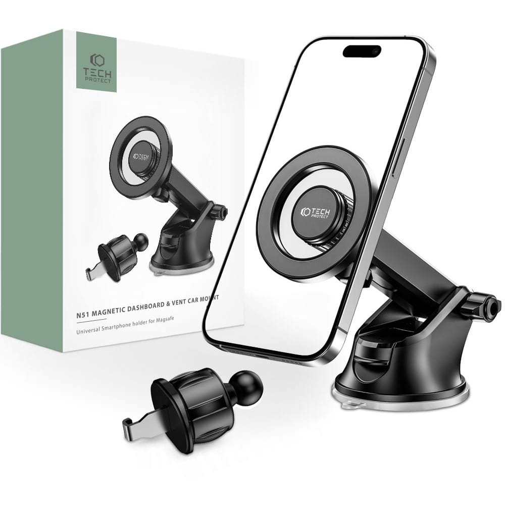 Tech Protect N51 Magnetic MagSafe Dashboard & Vent Car Mount, schwarz