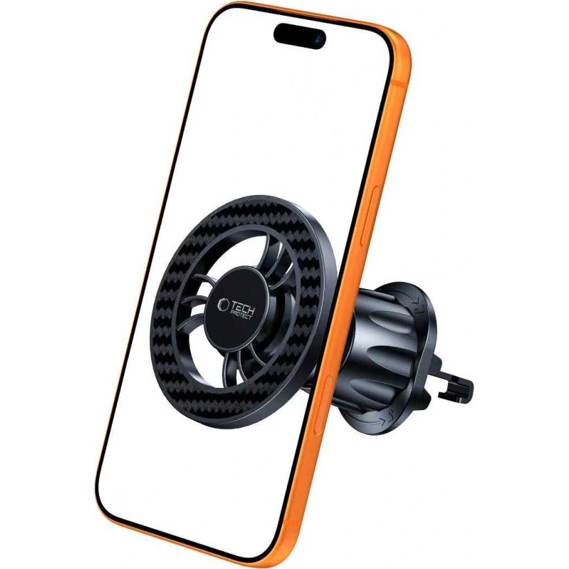 Magnetische Handy-Halterung für Lüftungsgitter Tech-Protect N56 Magnetic Vent Car mit MagSafe, Karbon Schwarz