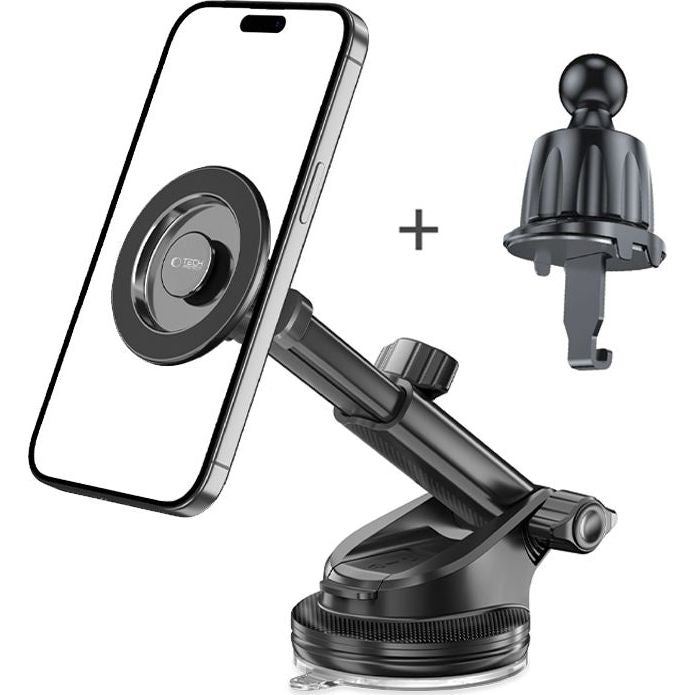 Magnetische Handy-Halterung für Lüftungsgitter / Cockpit / Windschutzscheiben, Tech-Protect N58, mit MagSafe, Schwarz