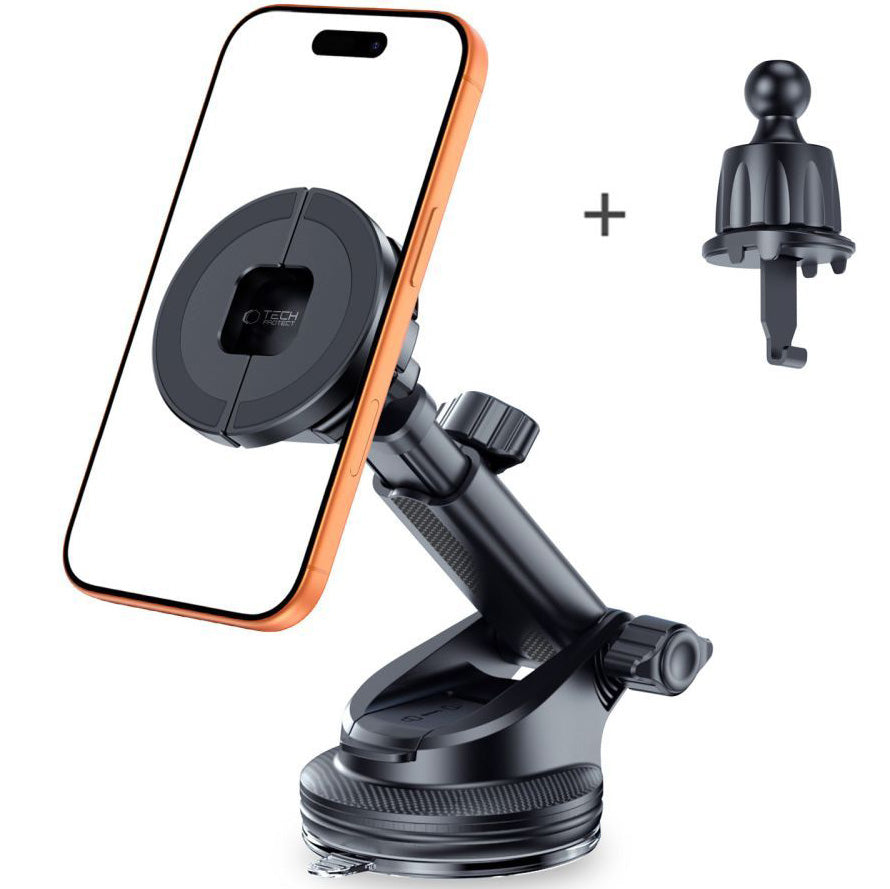 Auto Handyhalterung Tech-Protect N62, universell, Montage an der Windschutzscheibe, Armaturenbrett oder Lüftungsgitter, Schwarz