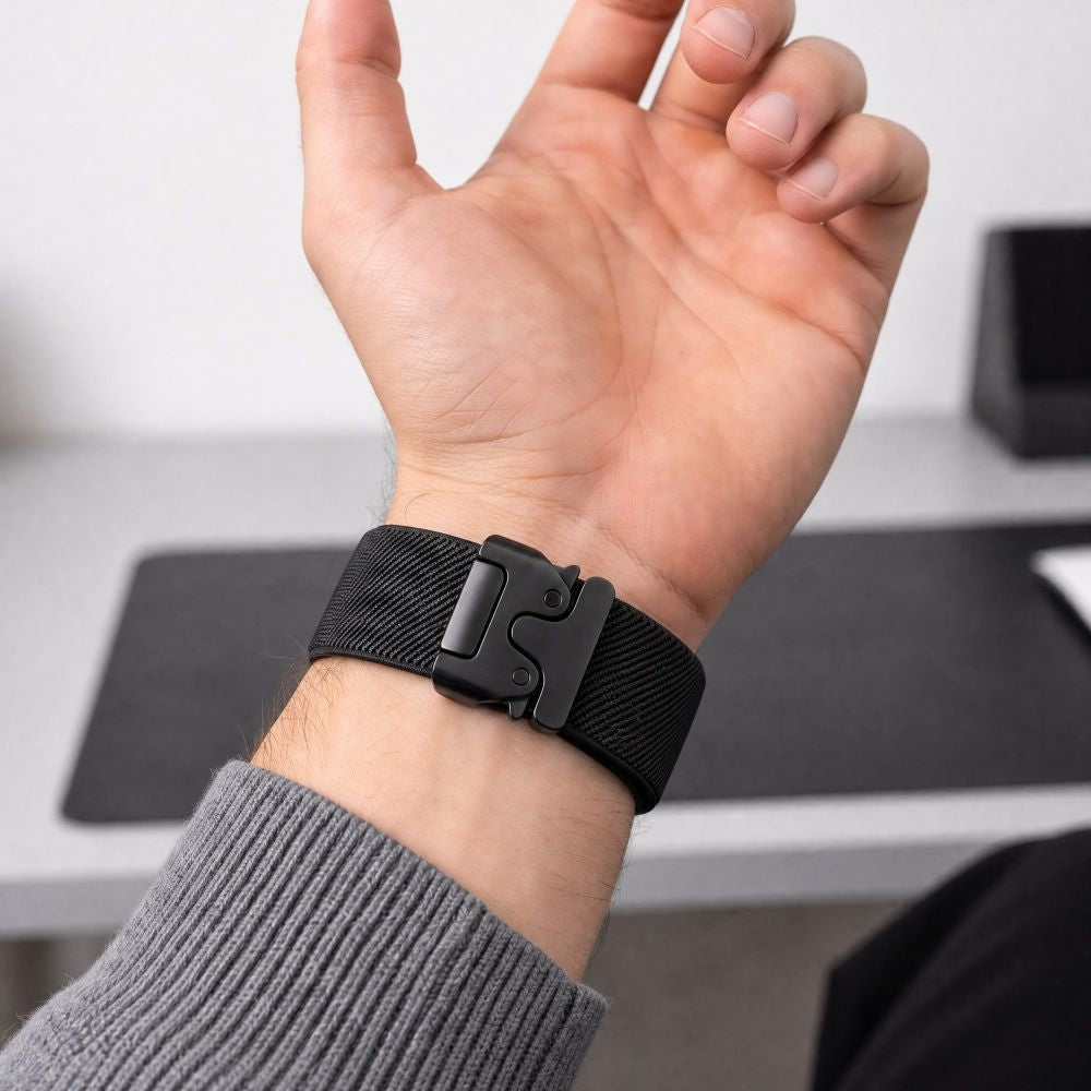 Armband für Galaxy Watch 9 40 mm / 44 mm / 8 40 mm / 44 mm / 8 Classic 46 mm, Tech-Protect Nylon Clasp, Schwarz
