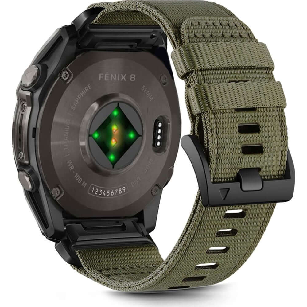 Armband für Garmin Fenix 8 Pro (51 mm) / 8 / 7X Pro / 7X / 6X Pro, Tech-Protect Nylon Classic, QuickFit 26 mm, Grün