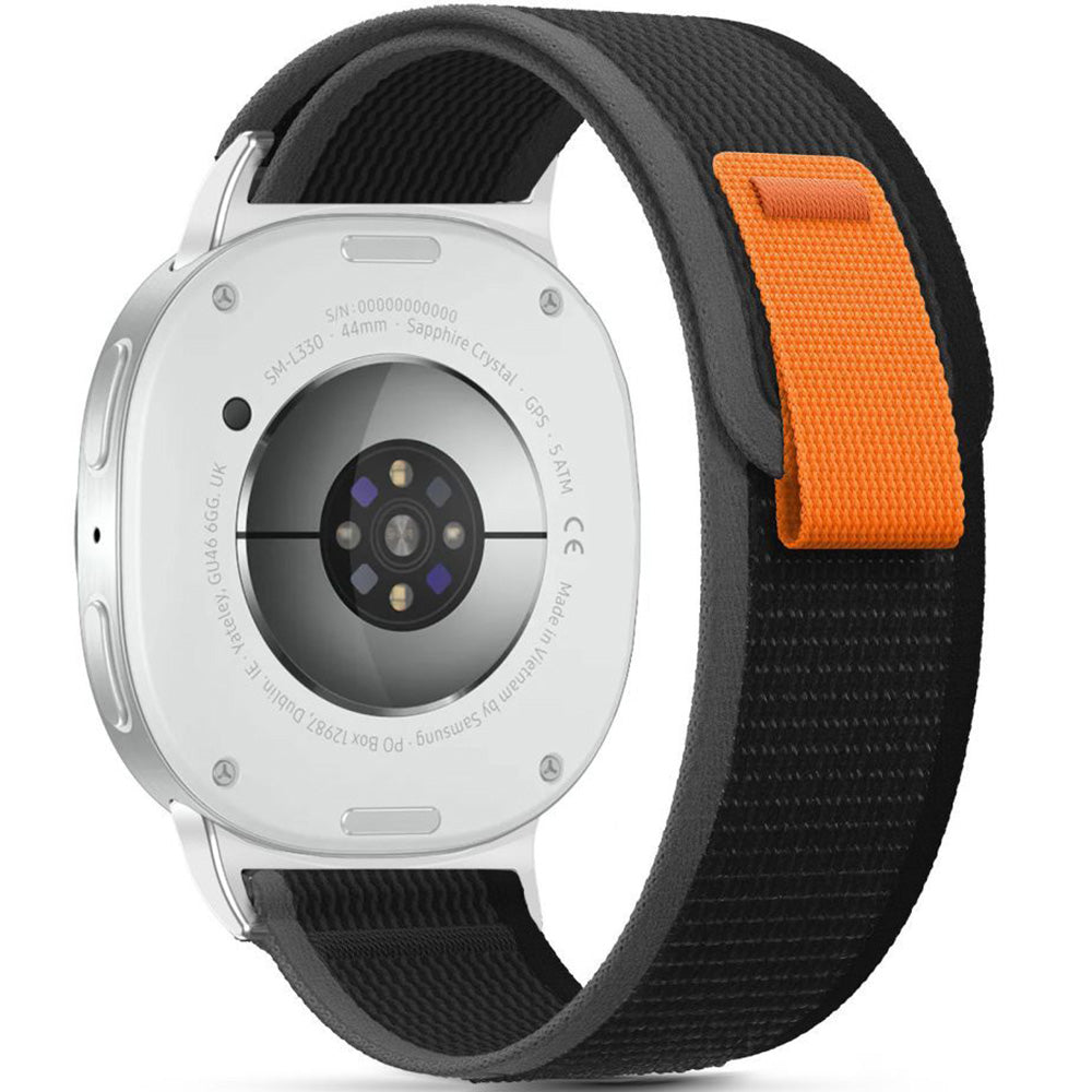Armband für Galaxy Watch 9 40 mm / 44 mm / 8 40 mm / 44 mm / 8 Classic 46 mm, Tech-Protect Nylon Stripe, Schwarz-Orange