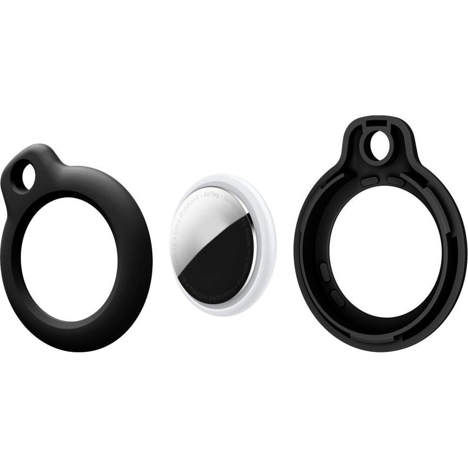 Schutzhülle / Schlüsselanhänger für Apple AirTag, Tech-Protect Rough, 2 Stück, Schwarz