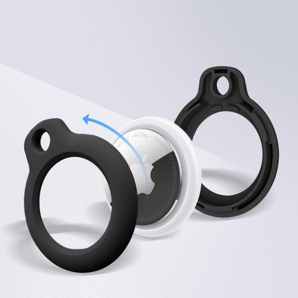 Schutzhülle / Schlüsselanhänger für Apple AirTag, Tech-Protect Rough, 2 Stück, Schwarz