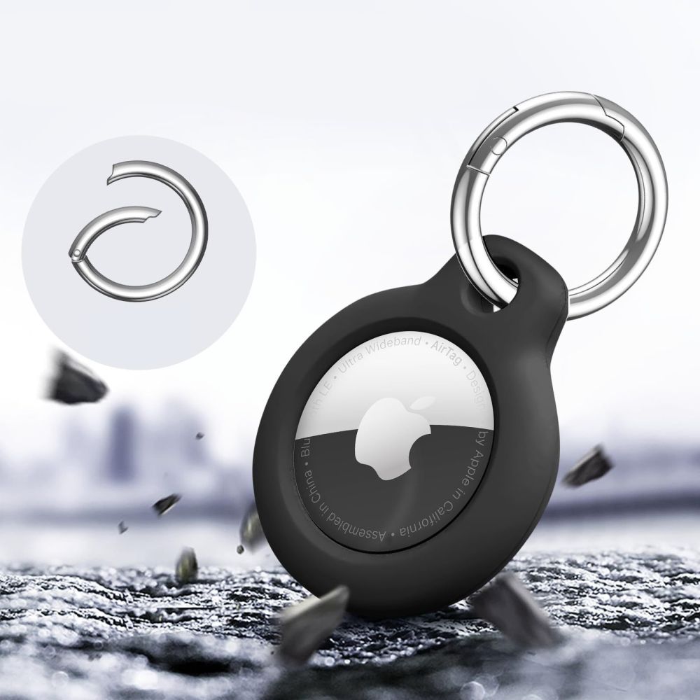 Schutzhülle / Schlüsselanhänger für Apple AirTag, Tech-Protect Rough, 2 Stück, Schwarz