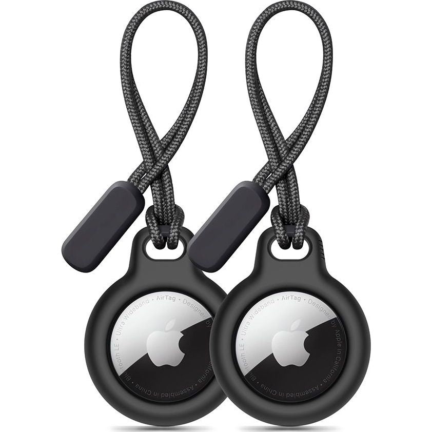 Schutzhülle / Schlüsselanhänger für Apple AirTag, Tech-Protect Rough Chain, 2 Stück, Schwarz