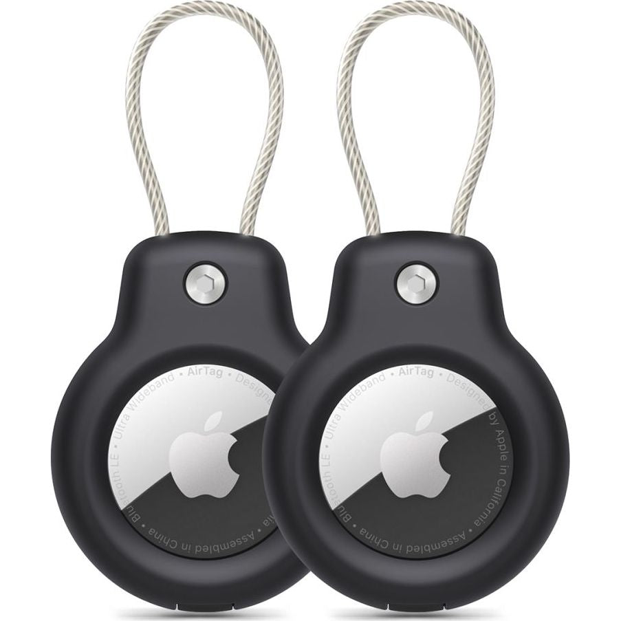 Schutzhülle / Schlüsselanhänger für Apple AirTag, Tech-Protect Rough Vein, 2 Stück, Schwarz