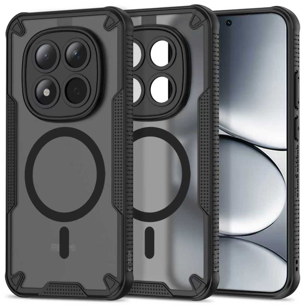 Handyhülle für Xiaomi Redmi Note 15 Pro+ Plus 5G, Tech-Protect Rugged Shield MagSafe, mattes Rauchfarben mit schwarzem Rahmen