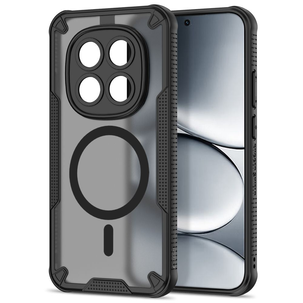Handyhülle für Xiaomi Redmi Note 15 Pro+ Plus 5G, Tech-Protect Rugged Shield MagSafe, mattes Rauchfarben mit schwarzem Rahmen