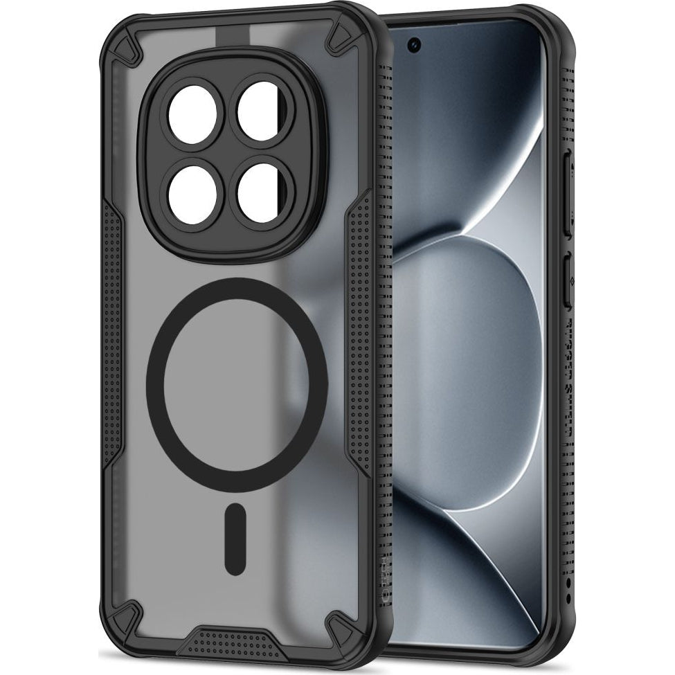 Handyhülle für Xiaomi Redmi Note 15 Pro 5G, Tech-Protect Rugged Shield MagSafe, mattes Rauchfarben mit schwarzem Rahmen